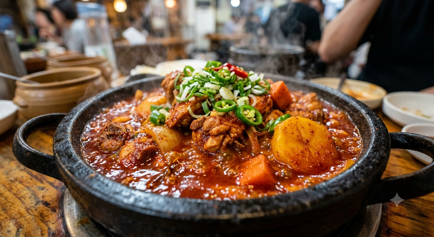 Dakbokkeumtang: Spicy Korean Braised Chicken Stew Bursting with Savory Heat