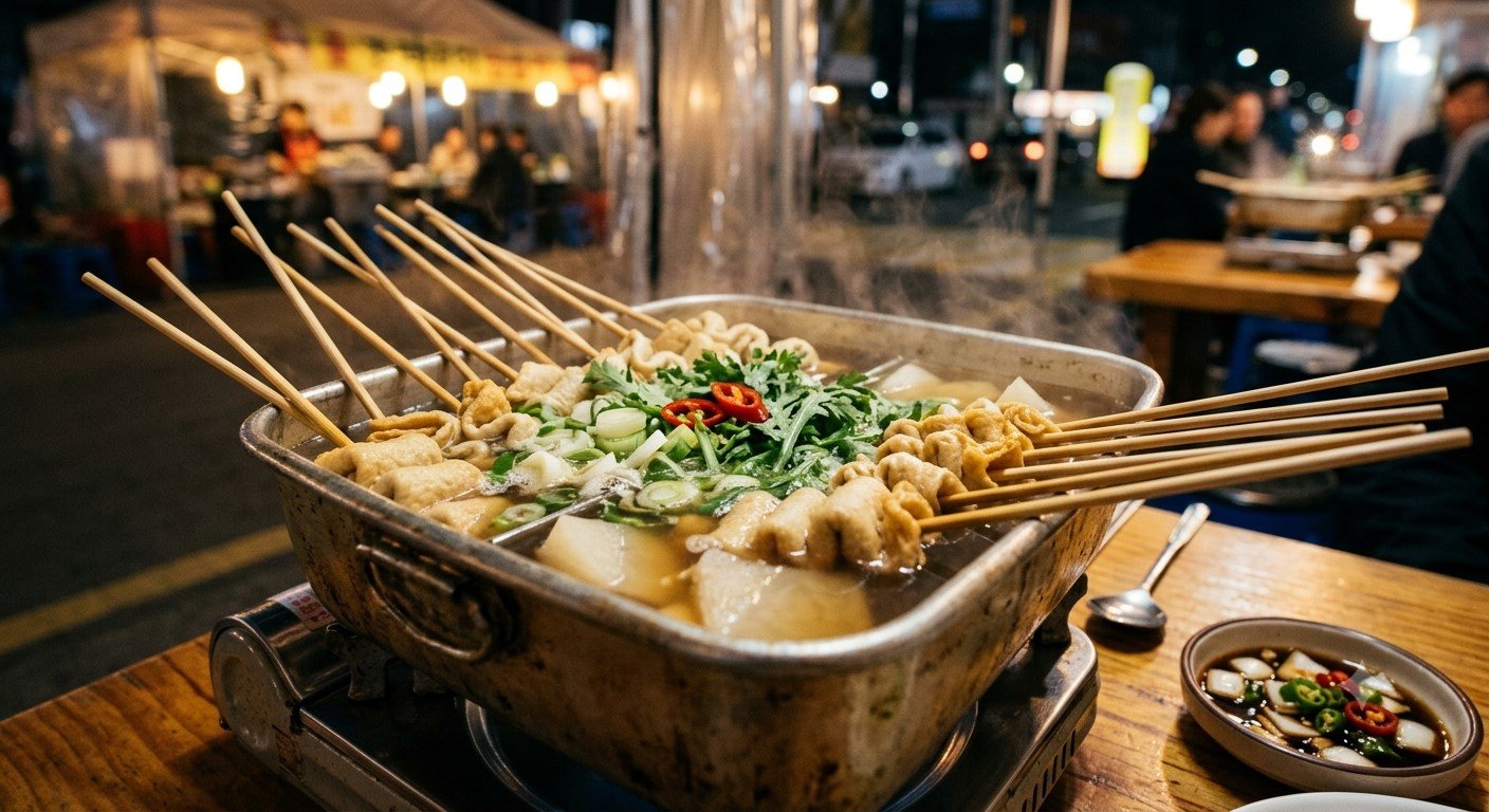 Eomuk-tang: Hearty Korean Fish Cake Soup on Skewers in Warm Savory Broth