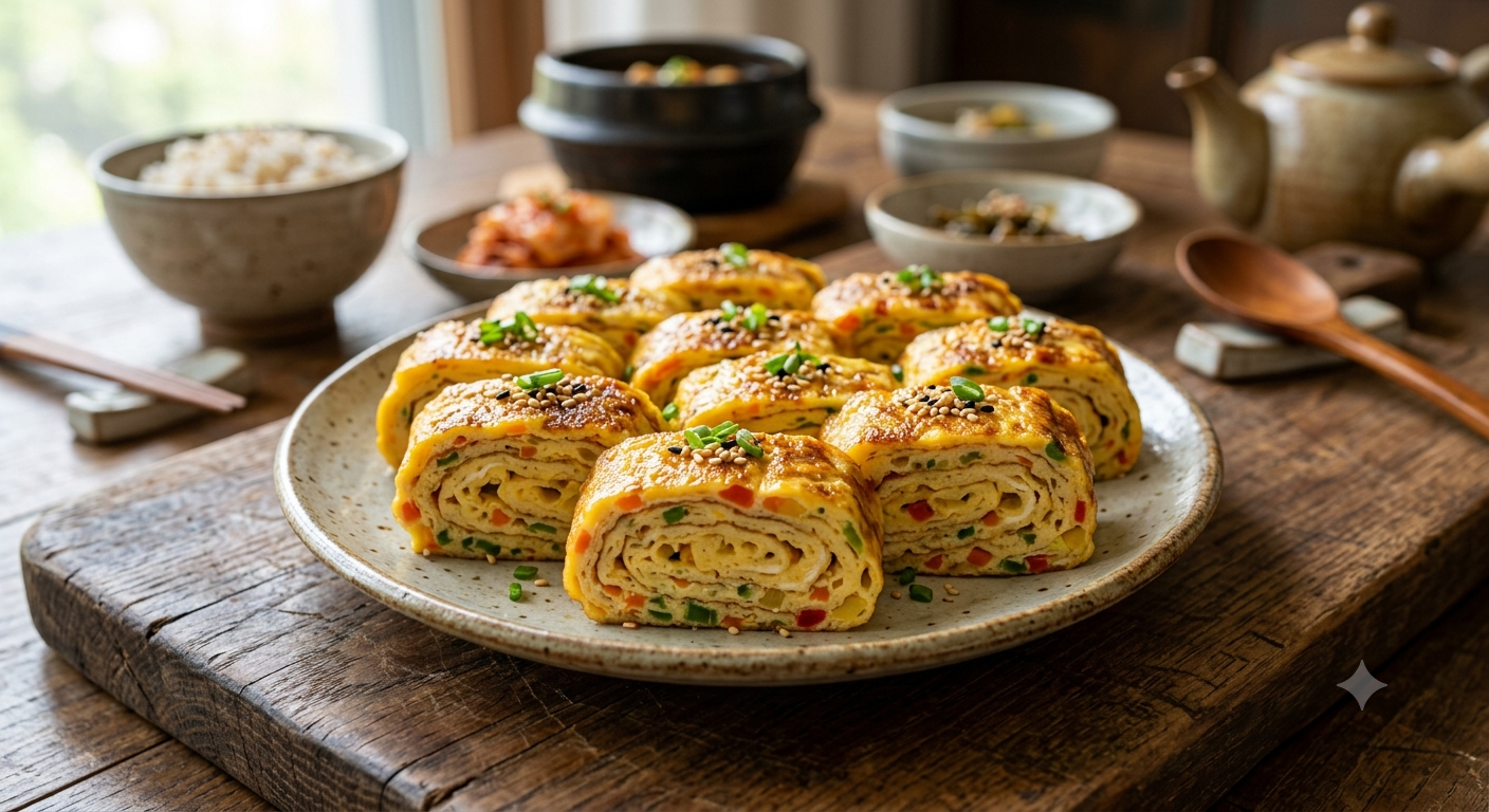 Gyeran-mari: Fluffy and Colorful Korean Rolled Omelette with Crisp Layers