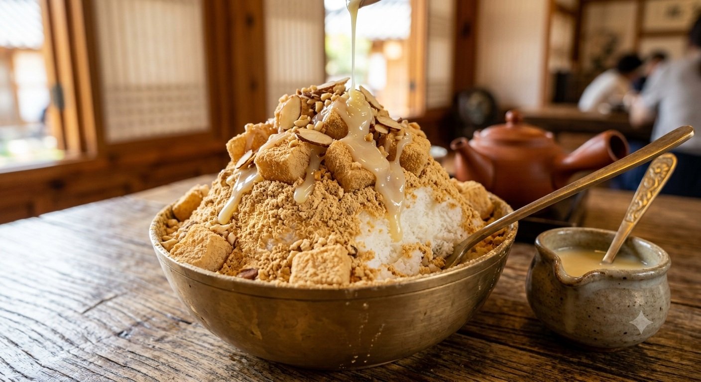 Injeolmi Bingsu: Snow-Soft Korean Milk Shaved Ice with Sweet Roasted Soybean Powder