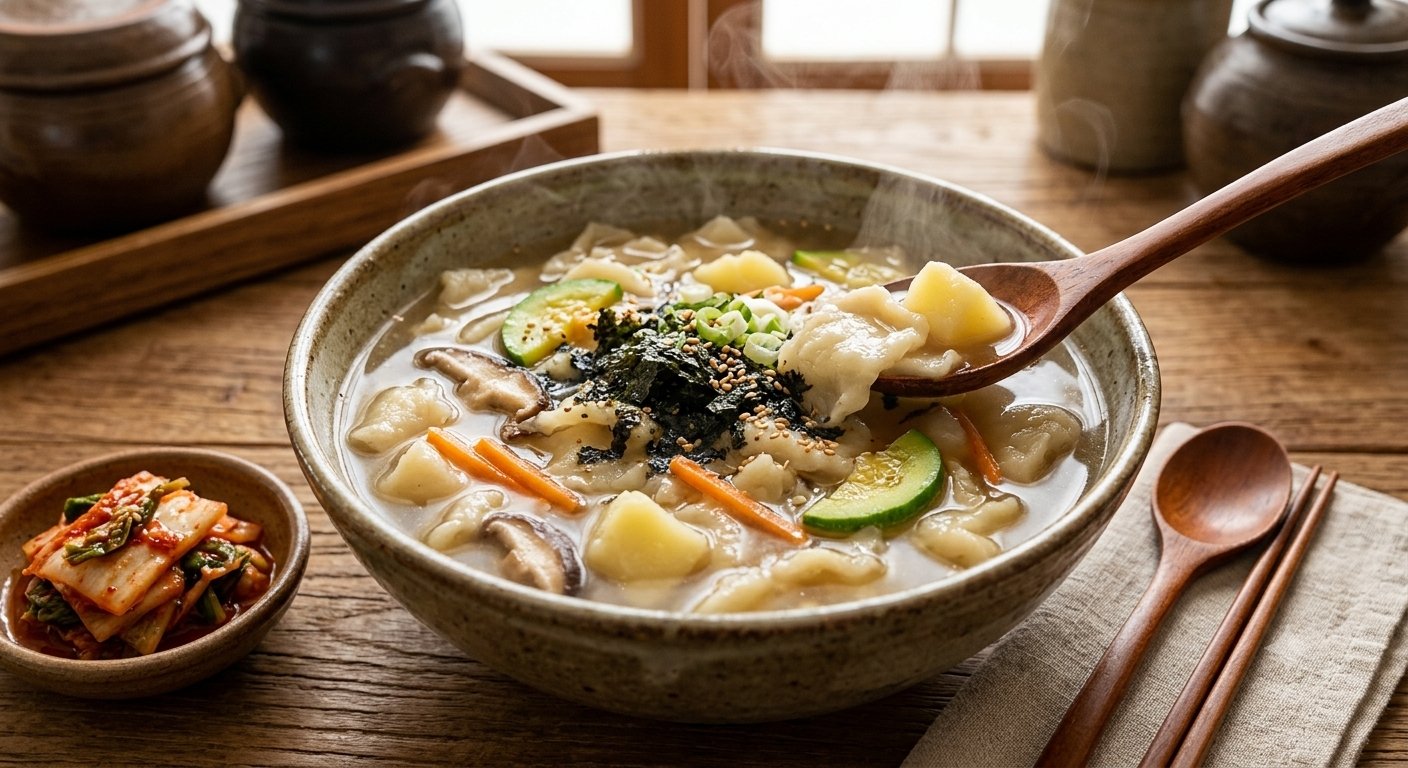Sujebi: Rustic Korean Hand-Torn Noodle Soup in Comforting Anchovy Broth